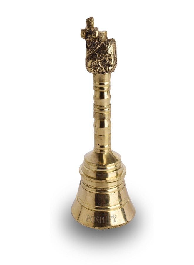 POSHIFY Brass Pooja Bell - Nandi Design on Top, Handcrafted Traditional Indian Bell for Puja, Meditation, Spiritual Practices, and Home Decor - Image 1